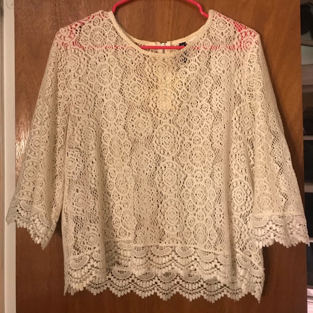 Mesh/lace white shirt